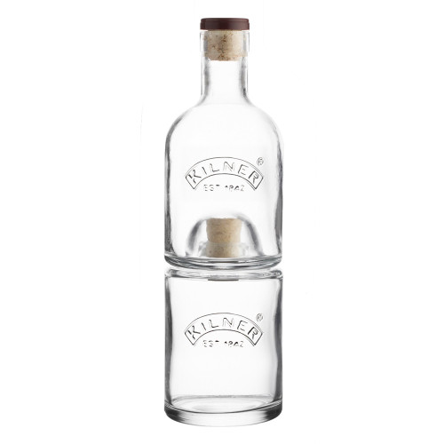 Kilner Stackable Bottle Set, Innovative Space-Saving Design, Set of 2 Corked Glass Bottles in Gift Box, Holds a Combined 23-Fluid Ounces, Dishwasher Safe