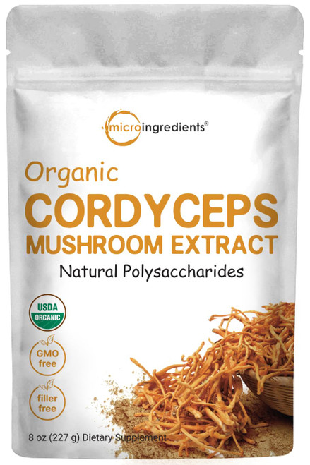 Micro Ingredients Organic Cordyceps Mushroom Extract, 8 oz | 100:1 Extract | Supports Energy & Immune Function | Great for Pre-Workout & Drinks | Non-GMO, Vegan Friendly