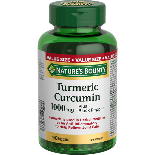 Nature's Bounty Turmeric Curcumin 1000mg Plus Black Pepper, 90 Capsules