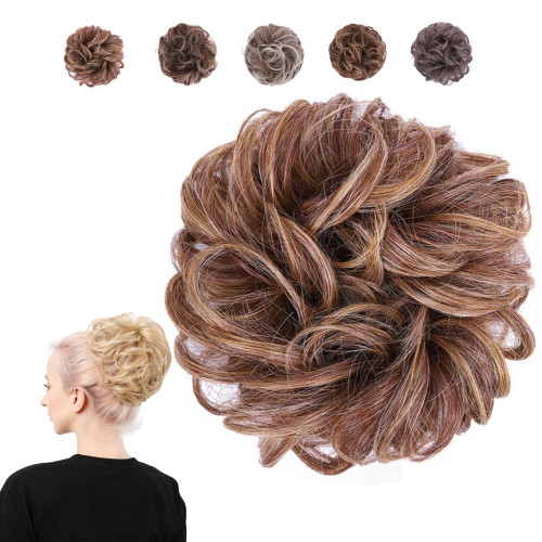 Juvabun Messy Bun 2.0 Hair Piece - Reddish Blonde |Hair Pieces for Women & Men| Synthetic | Everyday Wear |Washable Realistic| Scrunchie -Reddish 1 Count
