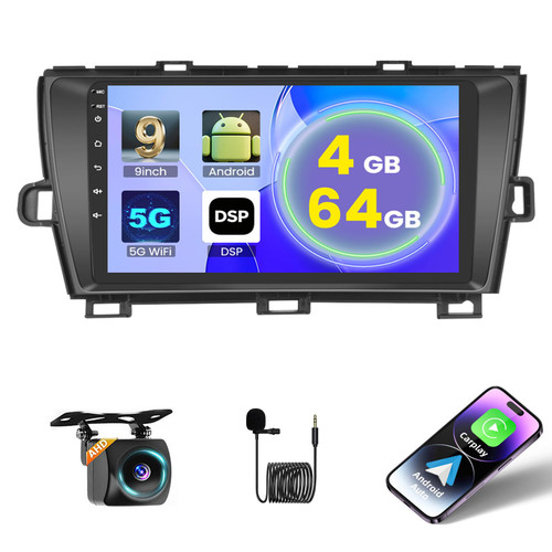 Hikity 4+64G Android Car Stereo for Toyota Prius 2010 2011 2012 2013 2014 2015 Radio with 9 Inch Touch Screen, Carplay/Android Auto GPS Navigation/Mirror Link/DSP/Bluetooth+AHD Backup Camera Hikity 4+64G Android Car Stereo for Toyota Prius 2010 2011 2012 2013 2014 2015 Radio with 9 Inch Touch Screen, Carplay/Android Auto GPS Navigation/Mirror Link/DSP/Bluetooth+AHD Backup Camera