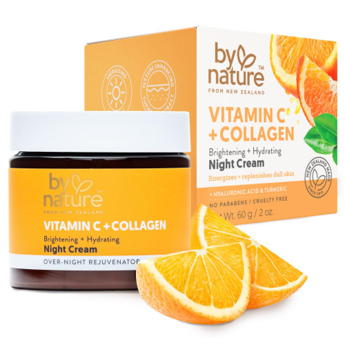 By Nature Face Night Cream - Vitamin C + Collagen PM Moisturizing Facial Lotion for Women (2 Oz)