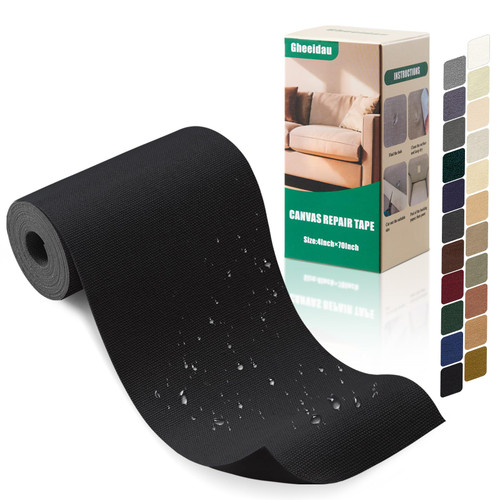 Gheeidau Canvas Repair Tape 4×70 Inch Waterproof Self-Adhesive Fabric Repair Patch for Repairing Boat Covers,Tents,Patio Umbrellas,Car Seats,Luggage,Sofas.(Black)