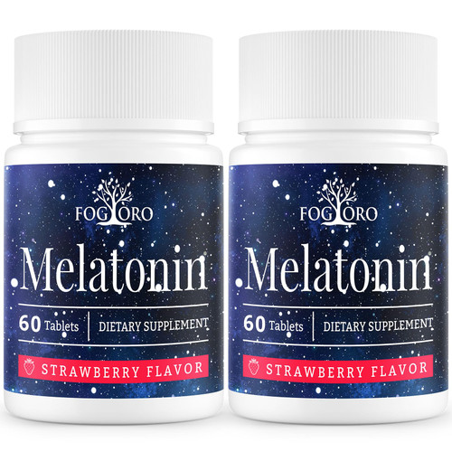 Fogoro Powerful Melatonin -Fall Asleep Faster, Stay Asleep Longer,Easy to Take, 60 Count (Pack of 2)
