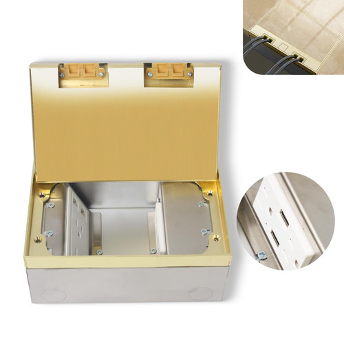 KYHSHJ Recessed Flat Hidden Socket Kit with 4 * 15A Receptacle+2 * 4.8A USB Charging Ports+2-Port RJ45 Datacom Receptacle. Corrosive Resistant Hardware,Brass KYHSHJ Recessed Flat Hidden Socket Kit with 4 * 15A Receptacle+2 * 4.8A USB Charging Ports+2-Port RJ45 Datacom Receptacle. Corrosive Resistant Hardware,Brass