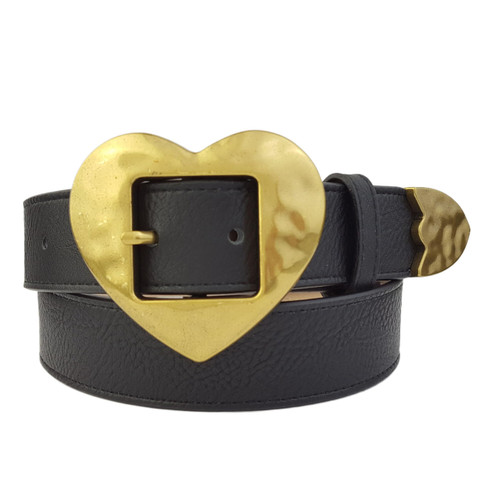 Axesoria Vintage Gold Heart Buckle and Tip Belt Black S Axesoria Vintage Gold Heart Buckle and Tip Belt Black S