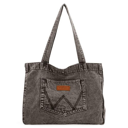 Montana West Wrangler Denim Tote Bag for Women Large Canvas Purses Jean Handbag Everyday Bag for Gift Work Travel Trip WG143-2006BK