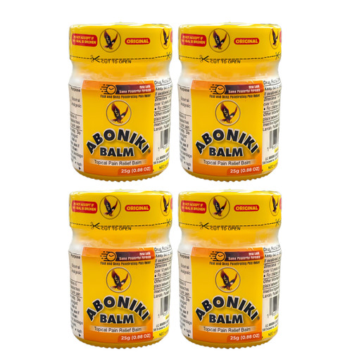 Aboniki Balm (4 Glass Jars) - Fast-Acting and deep penetrating Pain Relief for Joint Pains, Muscle Soreness, backaches, Arthritis, Knee Pain, Neck Pain, sprains, strains, and More!