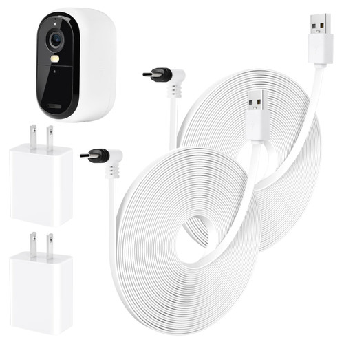 2Pack 25FT Power Cable Compatible with Arlo Essential 2K Outdoor Security Camera (2nd Generation), Flat Charging Cable, Weatherproof Outdoor Power Cord Charging Your Camera Continuously