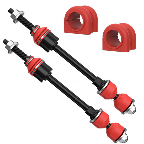 4 PC Front Sway Bar Link Kit + Front CODE RED EXTREME Bushing Kit FITS Ram 1500 4WD 2009-2018, Boots and Bushing Made in USA K80894