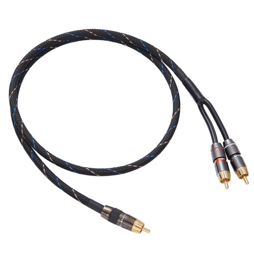 JORZOR Audiophile RCA to 2RCA Subwoofer Cable,1 RCA Male to 2 RCA Male Audio Cable RCA Y-Adapter,Oxygen-Free Copper,Nylon Braided Jacket (5M(16.5FT)) (RANHANG1)