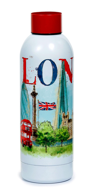 Puckator BOT194 London Tour Reusable Stainless Steel Hot & Cold Thermal Insulated Drinks Bottle 530ml