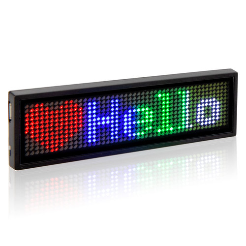 Bluetooth Led Name Badge, Wireless Rechargeable LED Name Tag Scrolling Message Display Programmable LED Signs with Magnet and Pin(Mixcolor)