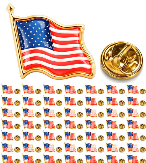 lot Small 50/100/200/300PCS Metal American Flag pin Waving Lapel Pins United States USA Badge Pins Patriotic Enamel Suit Jacket Lapel Pin for Veterans Day Bulk (200)