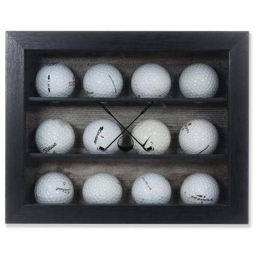 Lawrence Frames 8x10 Golf Ball Shadow Box Display Case - Holds 12 Golf Balls,Black
