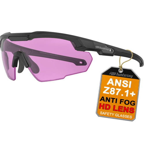 HTS HUNTERSKY S57 HD purple Violet lens for Clay pigeon Ballistic shooting glasses, orange targets, skeet trap shooting range Anti Fog eye protection