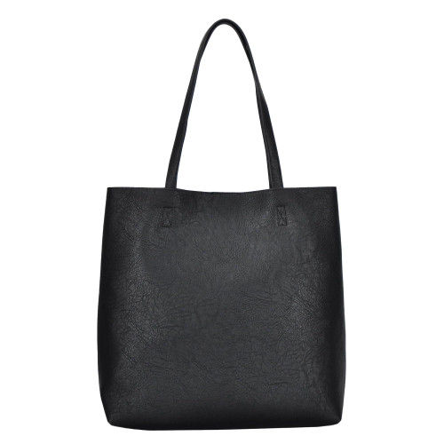 Olivia Tote (Black) | Vegan Leather Tote Bag for Women, Top-Handle Shoulder Bag | 14.5L x 4.5W x 14.5H