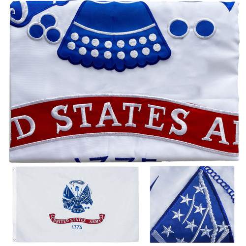 Embroidered US Army Flag 3x5-3Ply Heavy Duty 300D Nylon(All Weather)- US Army Flags 3x5 Outdoor Double Sided- 2 Brass Grommets & 4 Rows Stitched