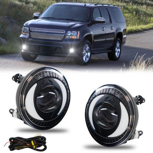 LED With DRL Driving Fog Lights for 2007-2013 Avalanche/ 2007-2014 Chevy Suburban/Tahoe/ 2015-2016 Colorado/ 2010-2013 Camaro/ 2015 Silverado/GMC Acadia/Yukon with DRL Harness