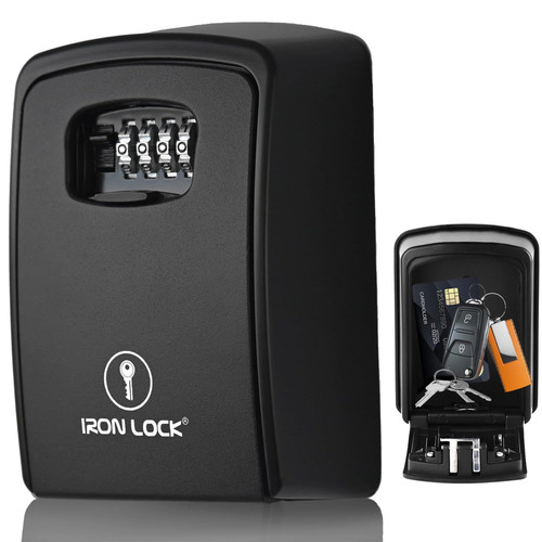 Iron Lock® Key Lock Box XXL Wall Mount – Waterproof Outdoor Key Safe with Heavy-Duty Metal Body & 4-Digit Combination – Lock Box for Keys Outside for Home, Rentals & Realtors (Black, XXL)