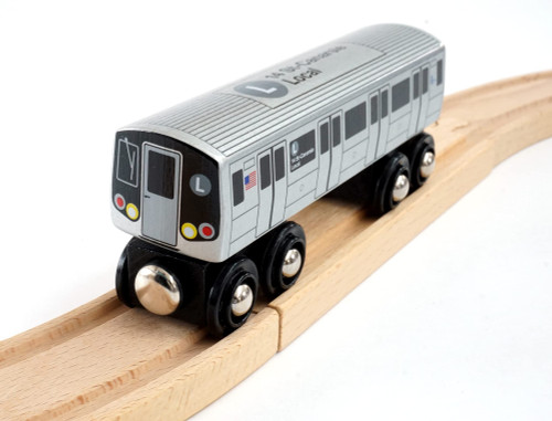 MUNI PALS New York City Subway Wooden Railway (B Division) F Train/6 Avenue Local-Culver Express–Child Safe and Tested Wood Toy Train