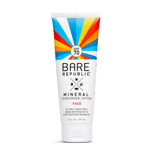 Bare Republic Mineral Sunscreen SPF 70 Sunblock Face Lotion, Enriched with Antioxidant-Rich Hydrators, 2 Fl Oz