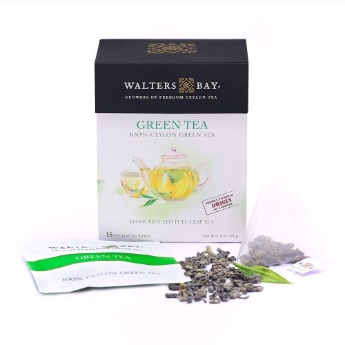 Walters Bay English Breakfast Tea, 15 Count, Premium, 100% Hand Plucked, Orange Pekoe Ceylon Black Tea, Caffeinated, All Natural, Pyramid Bag, Sri Lankan Tea