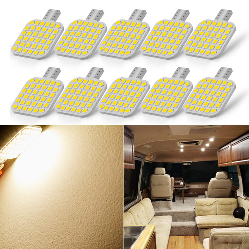 BRISHINE 10PCS 921 Interior LED Light Bulbs for RV, Super Bright 36-SMD Warm White T10 922 912 194 LED Bulbs Replacement for Camper Trailer Motorhome Indoor Ceiling Dome Lights(12V DC)