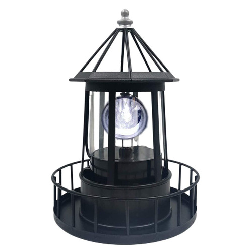 Rowzzi LED Solar Powered Lighthouse, 360 Degree Rotating Lamp Courtyard Decoration Waterproof Garden Smoke Towers Statue Lights for Outdoor Garden Pathway Patio