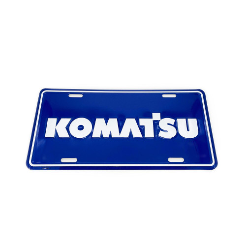 Komatsu Blue Embossed Metal License Plate Tag, Regular size