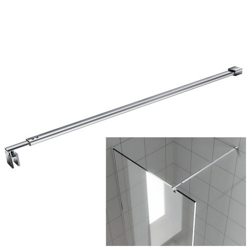 Polished Silver Stainless Steel Wall-to-Glass Bathroom Shower Support Bar Arm for 5/16" 3/8" Thick Glass Door, 47 Inch Fixed Supporting Rod for Frameless Glass Panel