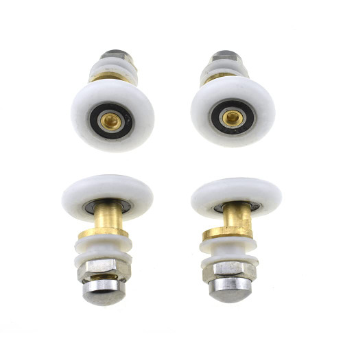 Hahiyo 20mm Diameter Brass Shower Door Wheels with Stainless Steel Screws Smooth Rolling Easy Install Durable Nylon Rollers Runners Ball Bearings 4 Sets for Bathroom Kitchen Drawers Track System