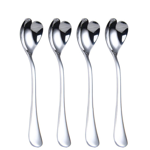 HISSF Heart Shaped Spoons, 18/10 Stainless Steel Spoon Set 4 Pack, 6.7 inches, Dessert Spoon, Ice Cream Spoons, for Tea, Cocktail, Sugar