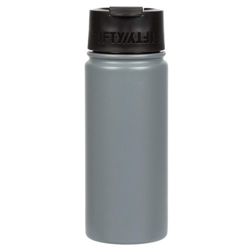 FIFTY/FIFTY 16oz, Double Wall Vacuum Insulated Café Water Bottle, Stainless Steel, Flip Cap w/ Wide Mouth, Slate Grey, 16oz/473ml