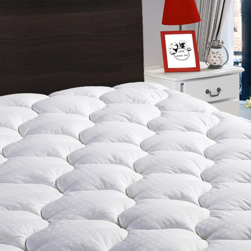 LEISURE TOWN Olympic Queen Mattress Pad Cover Mattress Topper Cotton Top Pillow Top with Snow Down Alternative Fill (8-21 Inch Fitted Deep Pocket) (66"X80") Super Queen