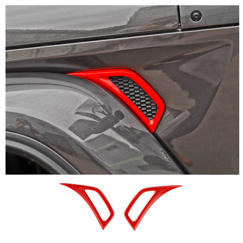 Voodonala Wheel Eyebrow Side Air Conditioning Vent Decoration Cover Trim for Jeep Wrangler JL JLU Gladiator JT 2018-2024(2pcs,red,ABS)