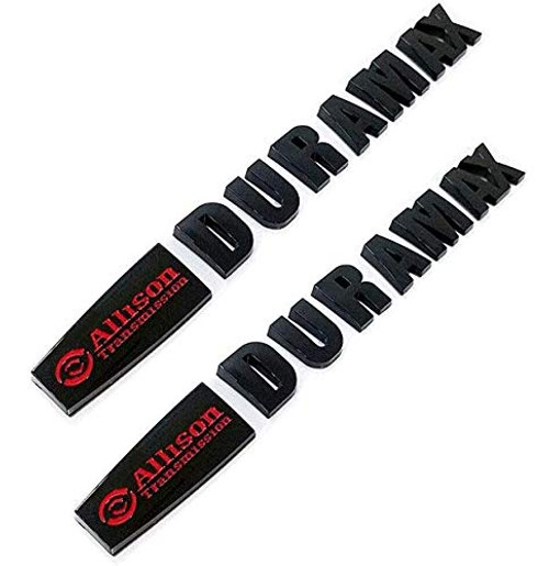 Yoaoo 2Pack OEM Allison Duramax Emblems Badges Compatible with Silverado Sierra 1500 2500Hd 3500Hd Hood Red Black