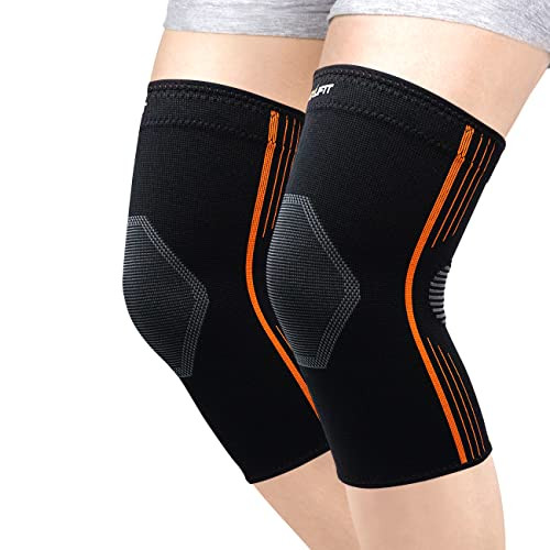 NeoAlly® - Medical-Grade Compression Knee Sleeve for Knee Pain, Knee Compression Sleeves Men and Women at the Gym, Knee Sleeves Weightlifting Support, Orange, Medium, Pack of 2