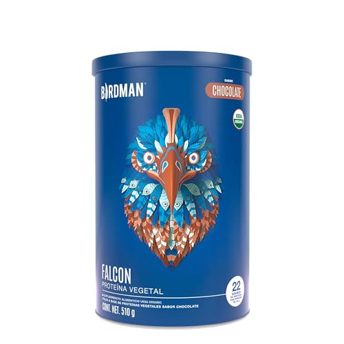 BIRDMAN Falcon Vegan Protein Powder Organic, Stevia & Sugar Free, Plant Based Protein, Low Carb, Dairy Free, Keto, Non Whey Protein, Probiotic | Chocolate Flavor - 17 Servings - 510g