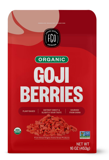 FGO Organic Goji Berries, Large & Chewy, from Ningxia, 16oz, Packaging May Vary (Pack of 1)
