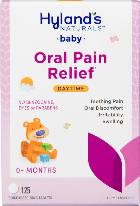 Hyland's Baby Daytime Soothing Tablets with Chamomilla, Natural Relief of Oral Discomfort, Irritability, and Swelling, Up to 62 Doses (Pack of 1, 125 Count Total)