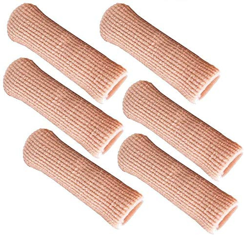SOHLER 6 Packs Closed Toe Caps Finger Covers Sleeve Protectors, Stretchable Fabric Lined with Soft Gel (Small 3/8"x 2-1/2")