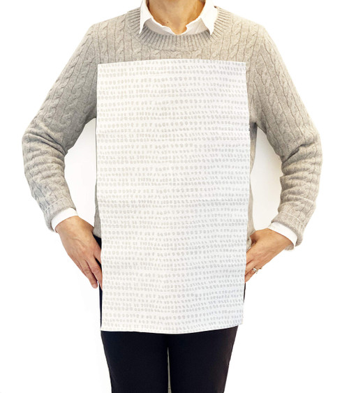 NEATSHEETS Disposable Bibs for Adults, Kids & Elderly Senior | Adhesive Tab Napkins for Eating, Personal Use, Home Care & Business | Spill Absorbent, Stain/Liquid Repellent | Grey Dot, 20 Count