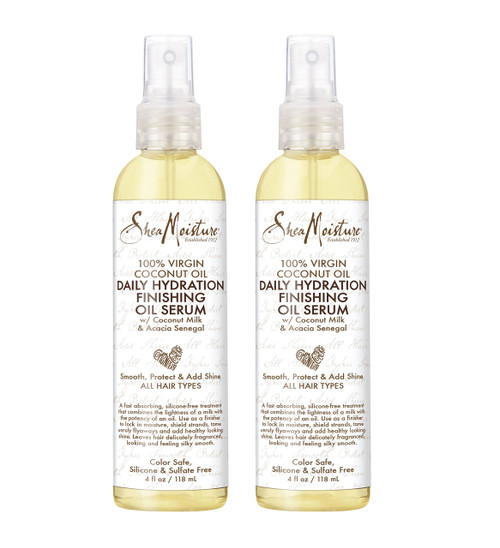SheaMoisture 100% Virgin Coconut Oil Daily Hydration Finishing Oil Serum, 4 Fl Oz, Pack of 2