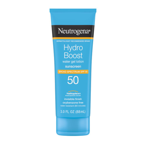 Neutrogena Hydro Boost Moisturizing Water Gel Sunscreen Lotion with Broad Spectrum SPF 50, Water-Resistant & Non-Greasy Hydrating Sunscreen Lotion, Oil-Free, 3 fl. oz, 3 Pack