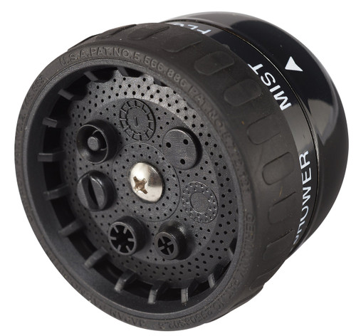 Dramm Rain Select Spray Head Only with Quick Click 9 Pattern Adjustable Choices, for Watering Seedlings to Flowers, Vegetables, Plants, Shrubs, Black