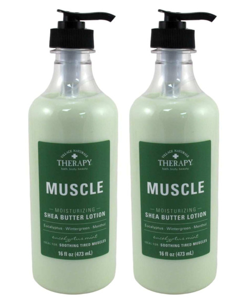 Village Nat. Lotion Muscle Shea Butter Moisturizing 16 Ounce (Pack of 2)