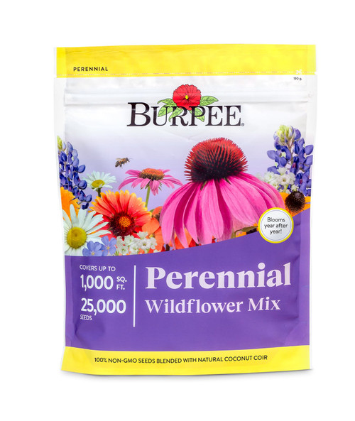 Burpee Wildflower 25,000 Bulk, 1 Bag | 18 Varieties of Non-GMO Flower Seeds Pollinator Garden, Perennial Mix