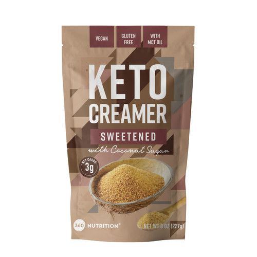 360 Nutrition Keto Coffee Creamer with MCT Oil Powder, Gluten Free, Vegan, Sweetened with Coconut Sugar, Low Carb Non Dairy Creamer for Keto Diet with 3g Net Carbs, No Added Sugar, 45 Servings, 8 oz