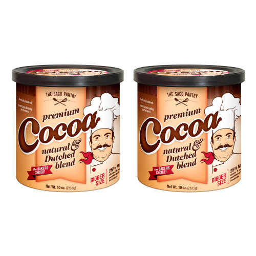 SACO Pantry Premium Cocoa, Natural and Dutched Blend, 10oz (Pack of 2), Certified Kosher, Gluten-Free & Nut-Free